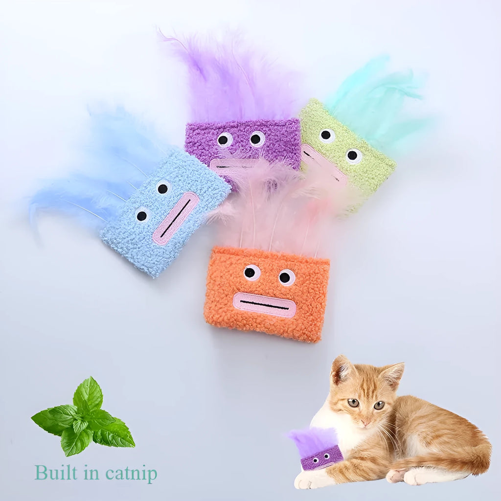 Big mouth explosion head shaped catnip plush toy in assorted colours