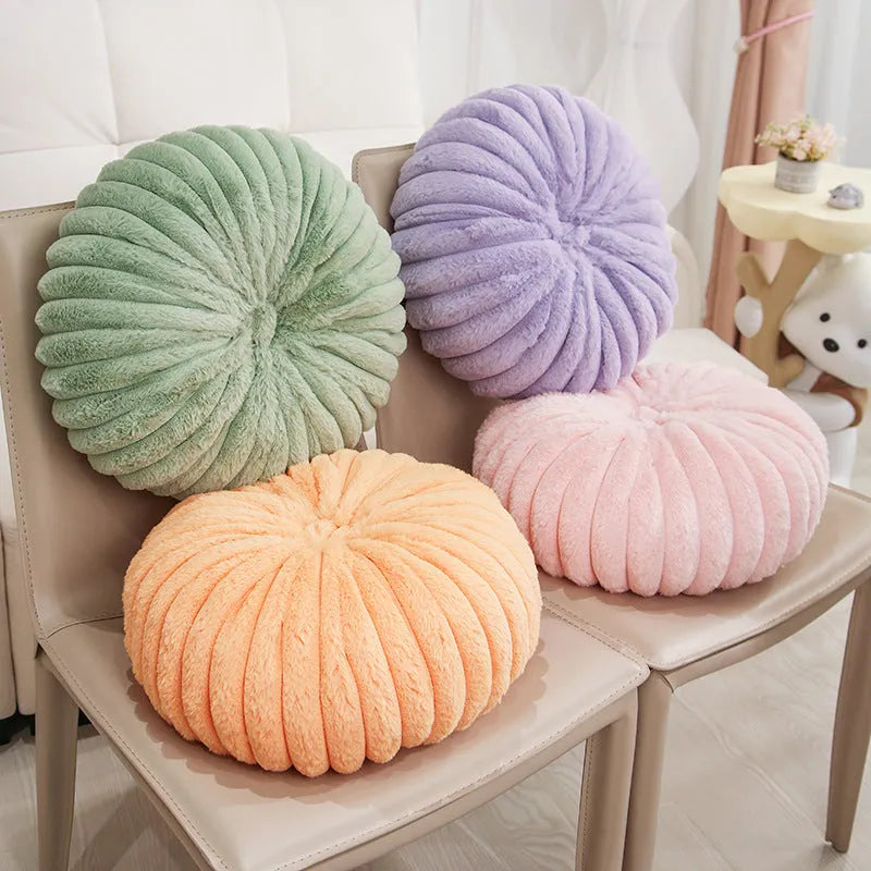 Pumpkin sofa lazy stool seat cushion in khaki colour, 35x35x15cm, PP cotton fill, short plush fabric