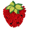 Red and green strawberry-shaped pet sniffing mat for slow feeding dogs and cats.