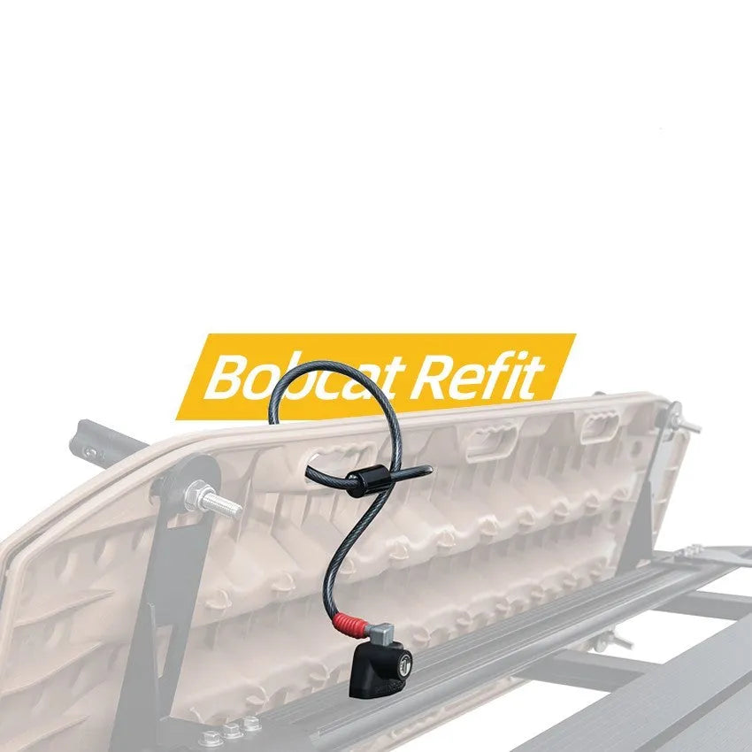 Plastic-sheathed steel cable lock for roof platform security, shown in 1200mm and 600mm length options.