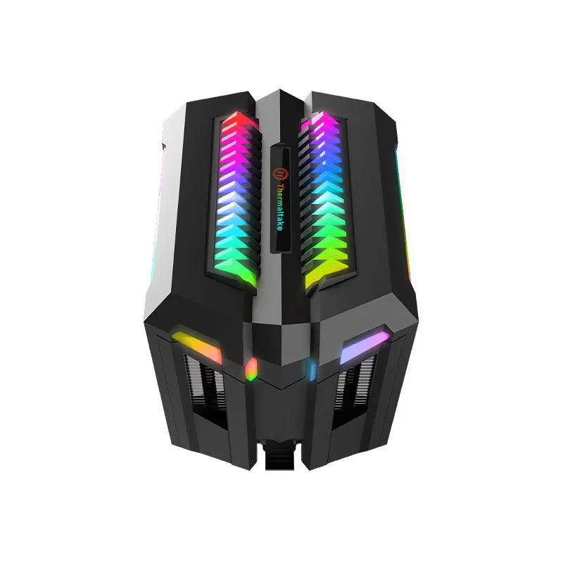 Touteng T400 CPU cooler with four copper heat pipes and ARGB fan, black and silver aluminium fins