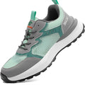 Green men's work shoes with plastic steel toe cap, breathable mesh upper, and TPU sole