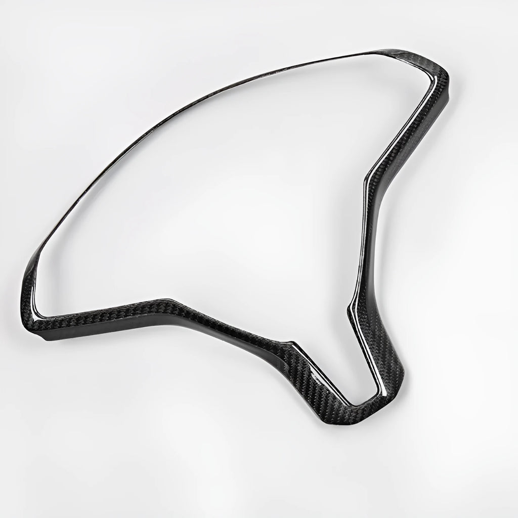 Black carbon fibre pattern ABS plastic steering wheel decorative trim for Tesla Model S.