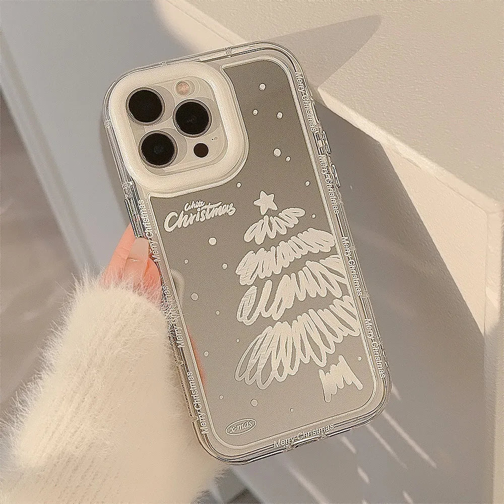 Snow White Christmas tree mirror iPhone case in hard TPU with painted finish and anti-fall function