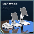 Foldable aluminium alloy desktop phone holder in black with silica gel grip for hands-free viewing