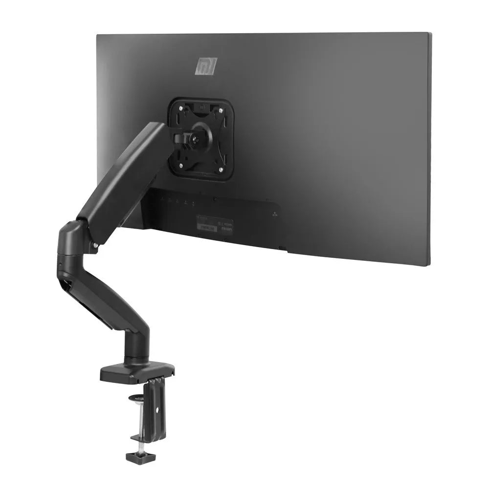 Black LCD screen rotating telescopic bracket elevated on desk