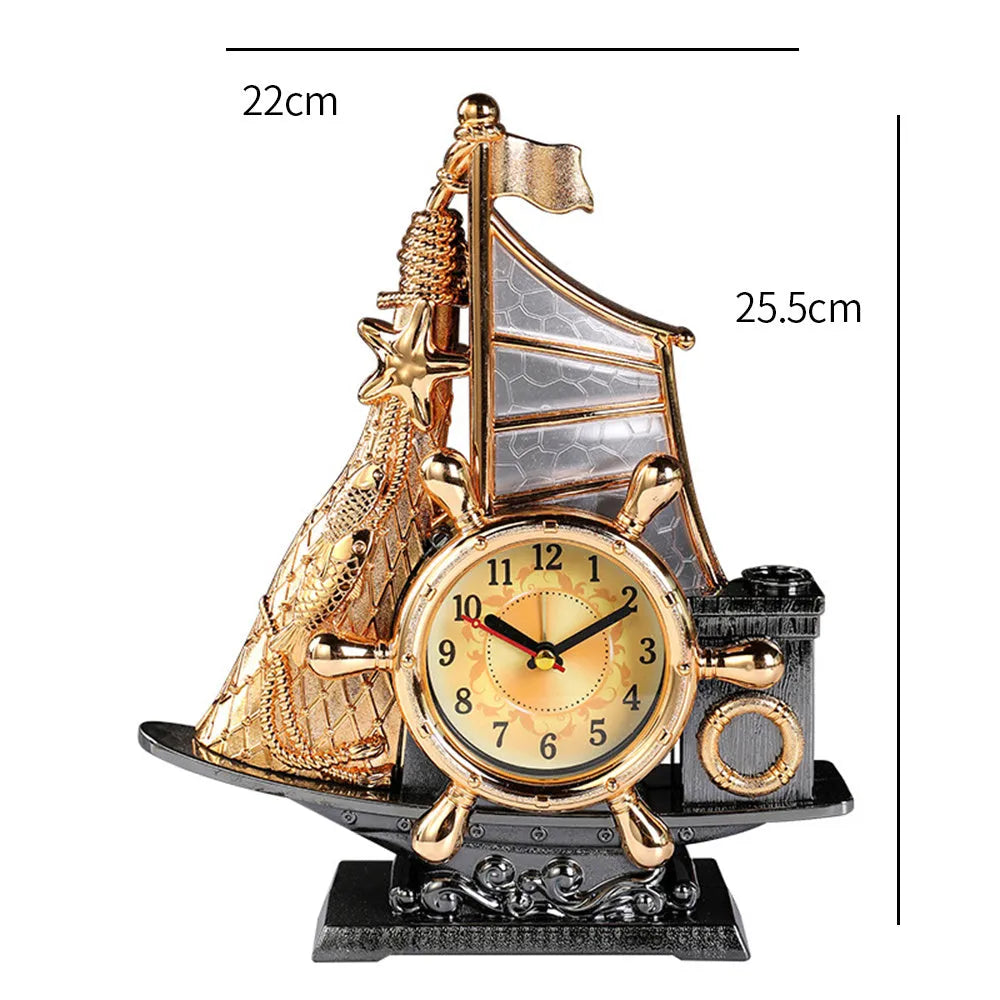 Creative retro plastic alarm clock in gold and silver colours for bedroom decoration