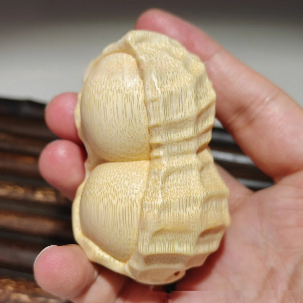 Natural bamboo peanut ornament with modern simplicity design for multiple gifting occasions