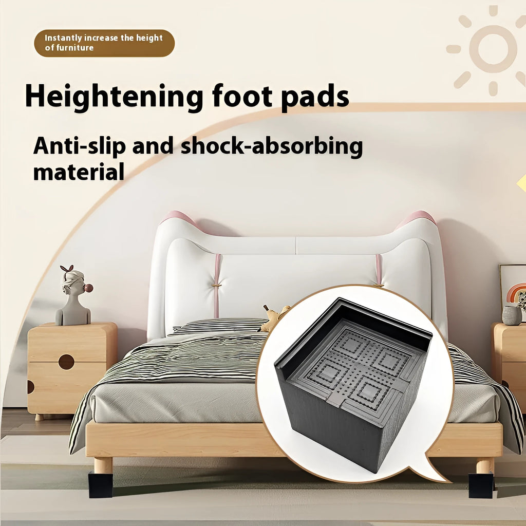 Four black plastic thickened foot mats for bed legs and sofa feet