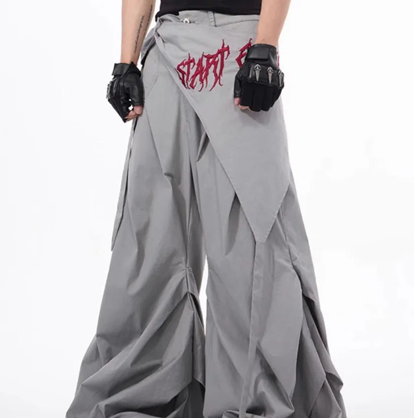 Boys black wide-leg summer pants in Korean youth style with straight-cut design