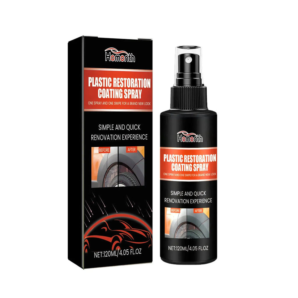 Car plastic renovation spray 120ml bottle with resin and Nano silica formula for trim restoration