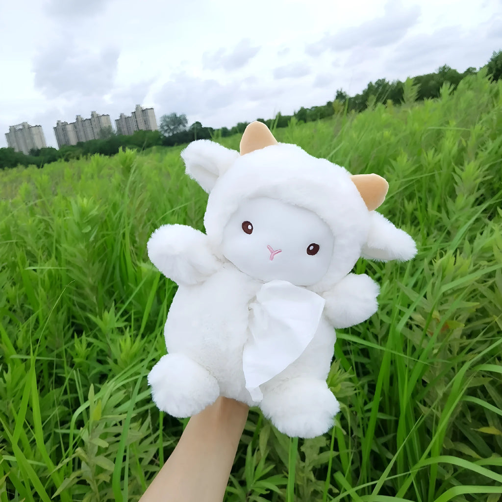 Plush cartoon lamb tissue box cover for car interior decoration and home decor