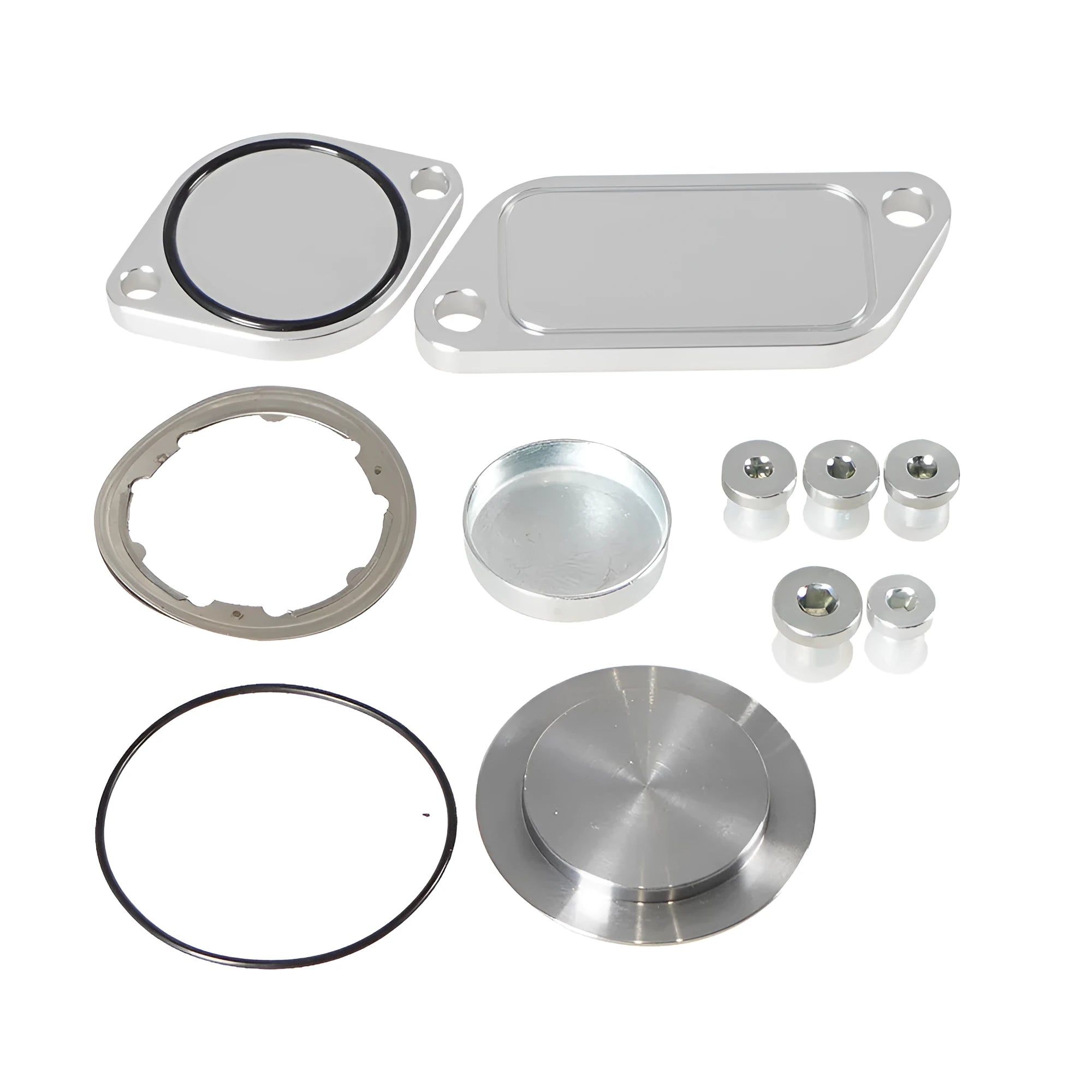 Silver aluminium alloy valve cover for automotive Cooler Exhaust Gas Recirculation systems