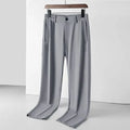 Men's black Ice Silk straight loose trousers with elastic waist for casual wear