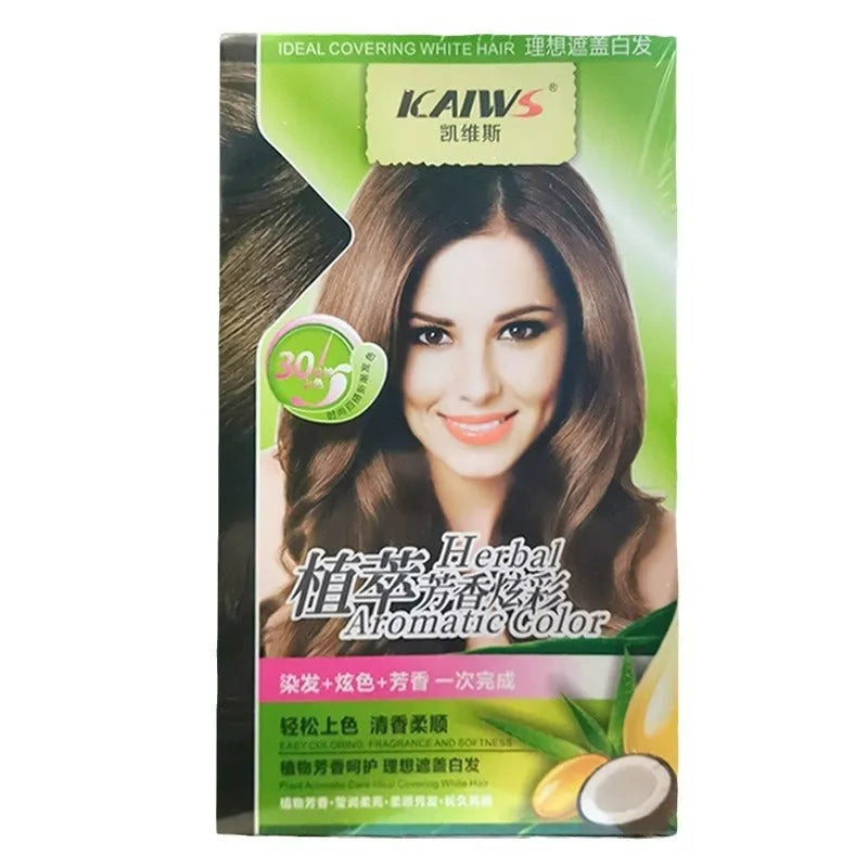 Plant aromatic soft luster mild hair colour cream tubes in shades of chestnut brown, dark brown, wine red and maroon.