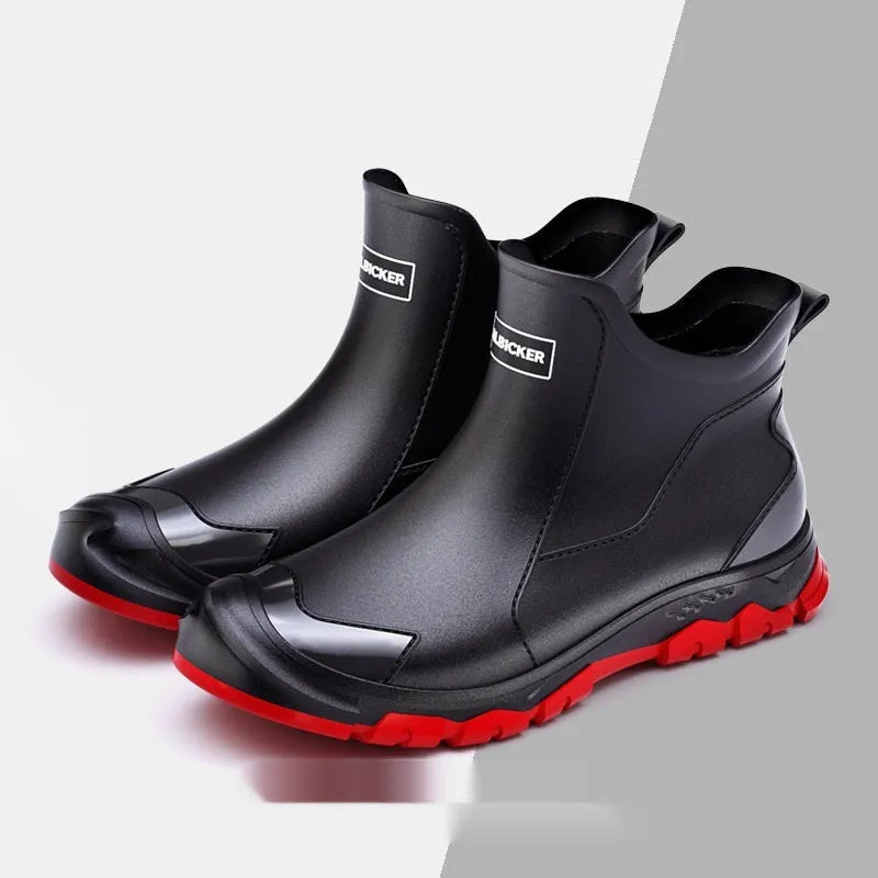 Korean style short tube PVC wading shoes in solid colours with non-slip plastic soles