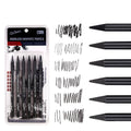 Set of six wood-free graphite sketching pencils in different grades for artistic drawing