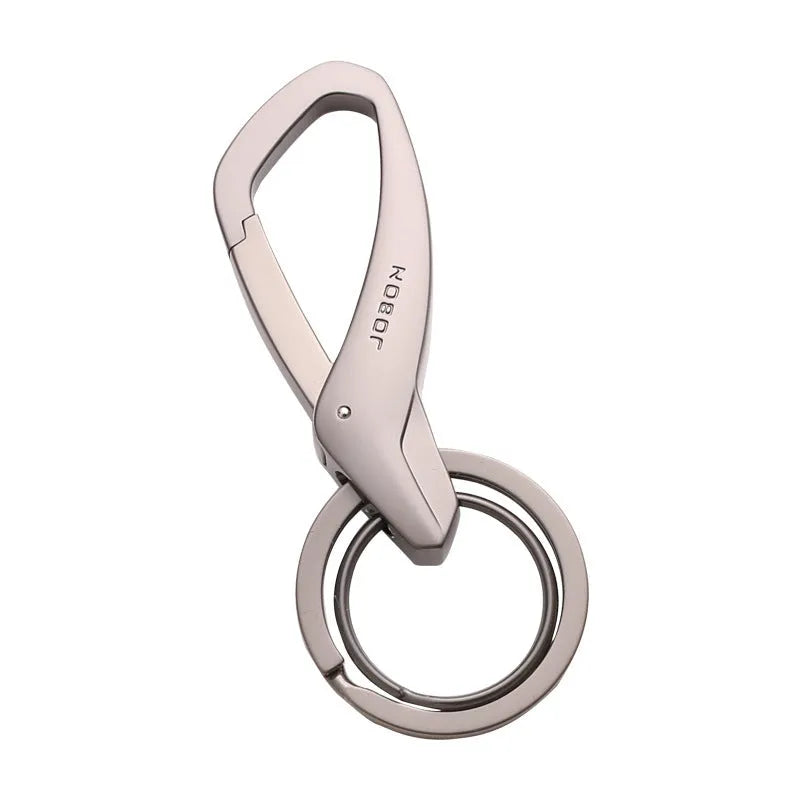 Zinc alloy double ring key chain for waist hanging car keys in black chrome or nickel finish