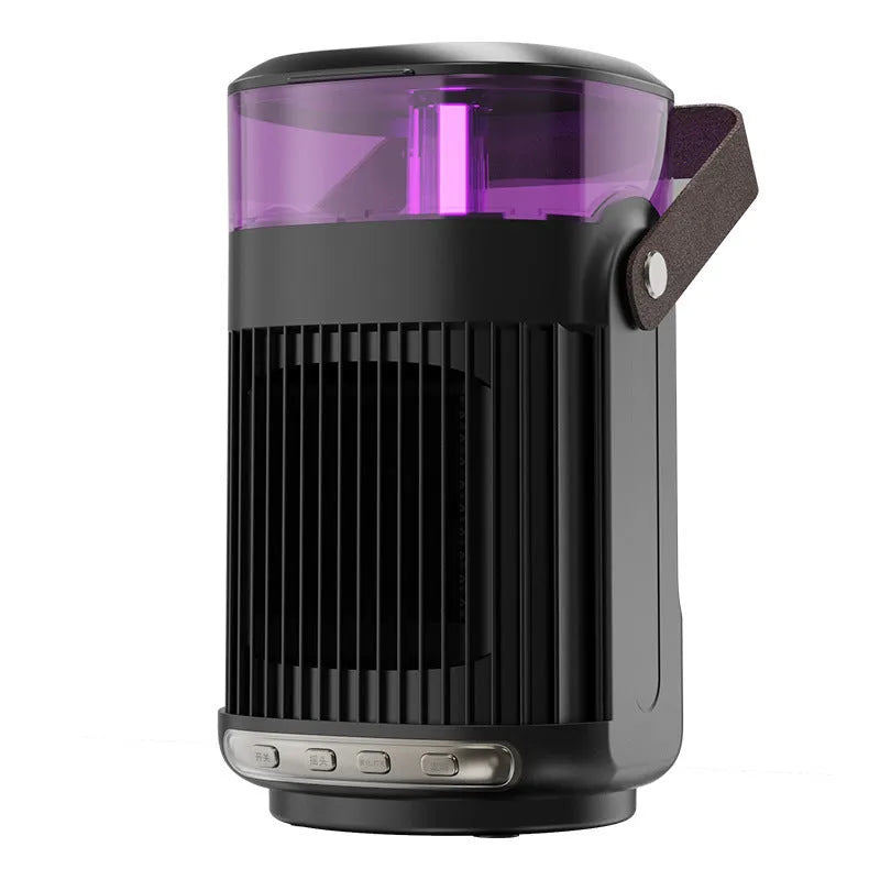 Black portable heater humidifier 2-in-1 unit with compact 24x13x13cm size for desk use