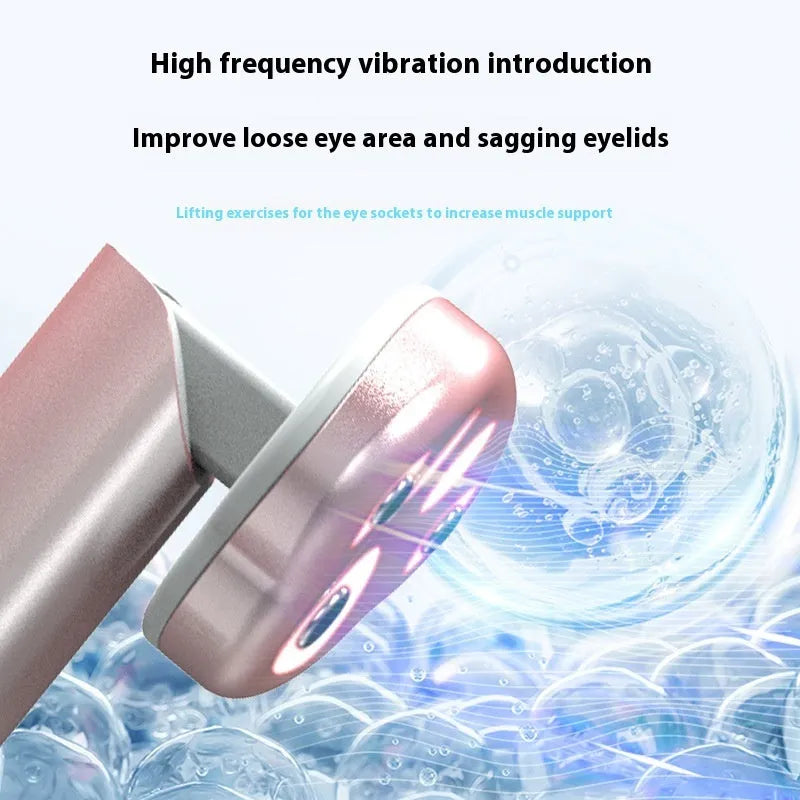 Pink cat's paw shaped eye massager with micro-current vibration and colour light function