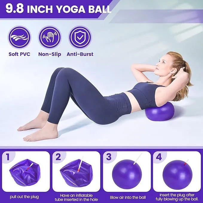 Pilates roller 13-piece set in pink and purple colours, made from PP material for muscle recovery exercises