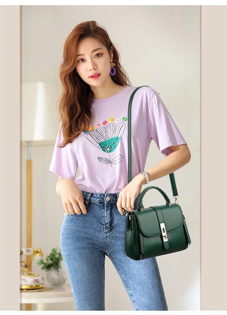 Women's soft PU leather shoulder bag in square vertical design with shoulder strap