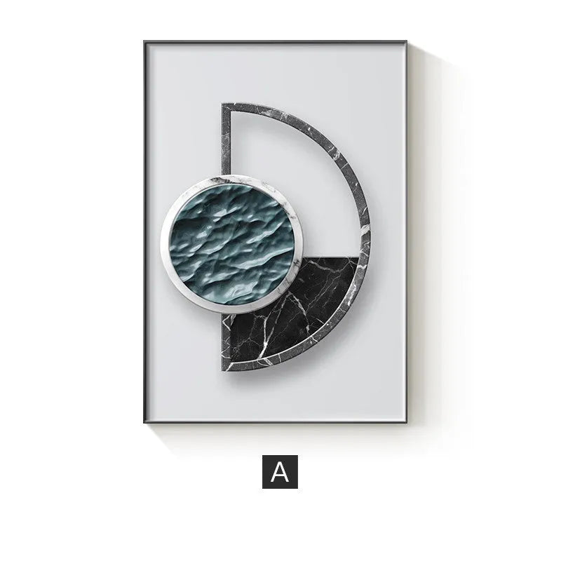 Abstract geometric pattern canvas wall painting in modern style