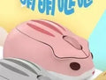 Hamster Wireless Bluetooth Silent Mouse in yellow, pink, and grey colours on a desk