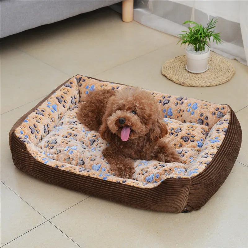 Soft plush dog bed in beige colour showing sofa kennel design with enclosed sides