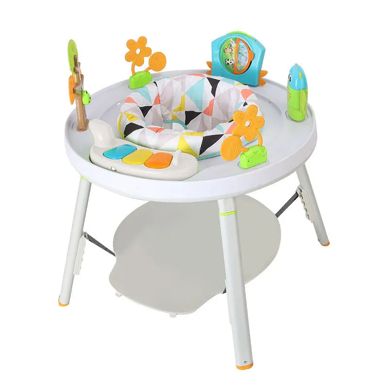 Baby jumping chair with three-in-one bouncing, gymnastic rack, and training functions in duck or lion theme