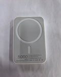 Portable magnetic wireless charger power bank with 5000mAh capacity in white PVC shell