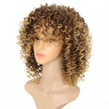Light gold lace front wig with curly high temperature silk hair and elastic mesh cap