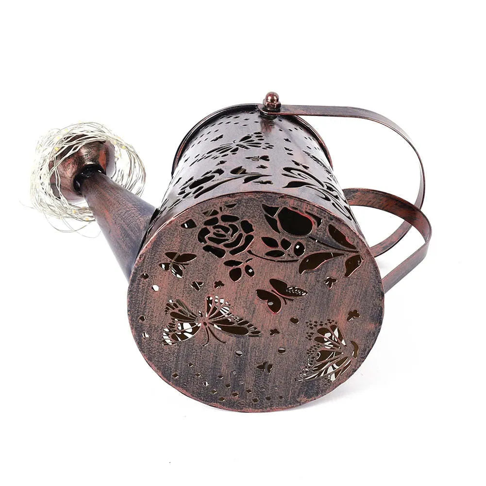 Iron solar garden lamp with butterfly pattern design for outdoor lighting