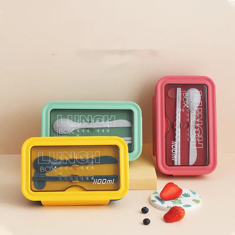Four-layer partitioned bento box in Nordic design showing separate food compartments
