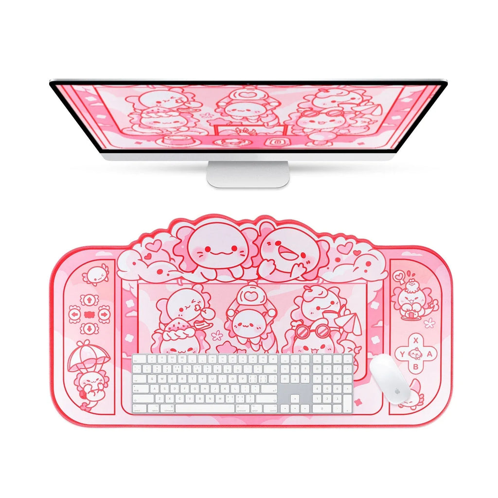 Hexagonal dragon crane machine cartoon anime design large cloth mouse pad measuring 75 by 40 centimetres