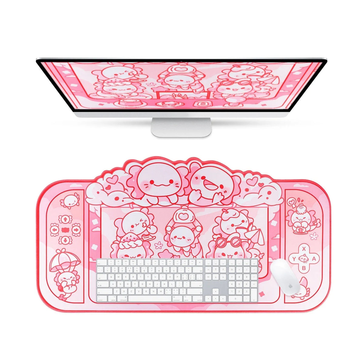 Hexagonal dragon crane machine cartoon anime design large cloth mouse pad measuring 75 by 40 centimetres