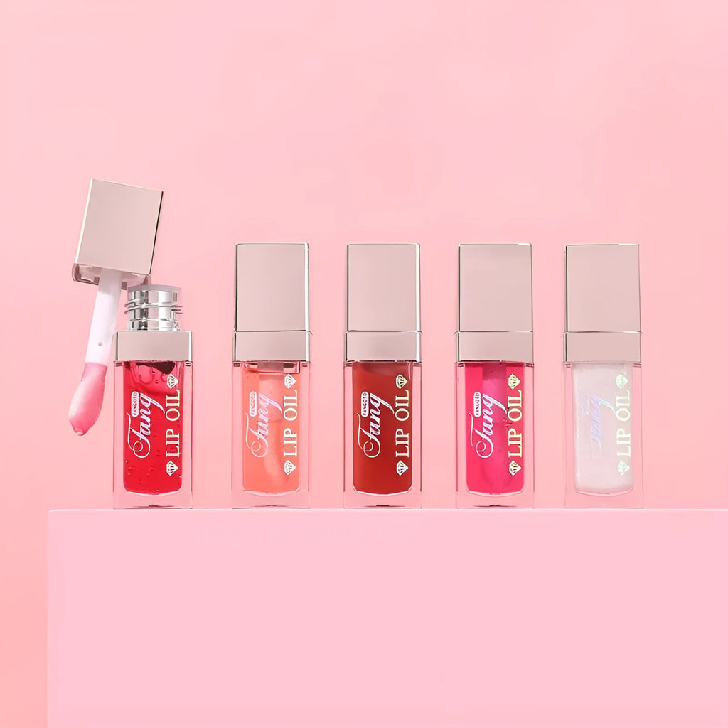 Five shades of bright lip gloss mint lipstick with moisturising and repairing properties