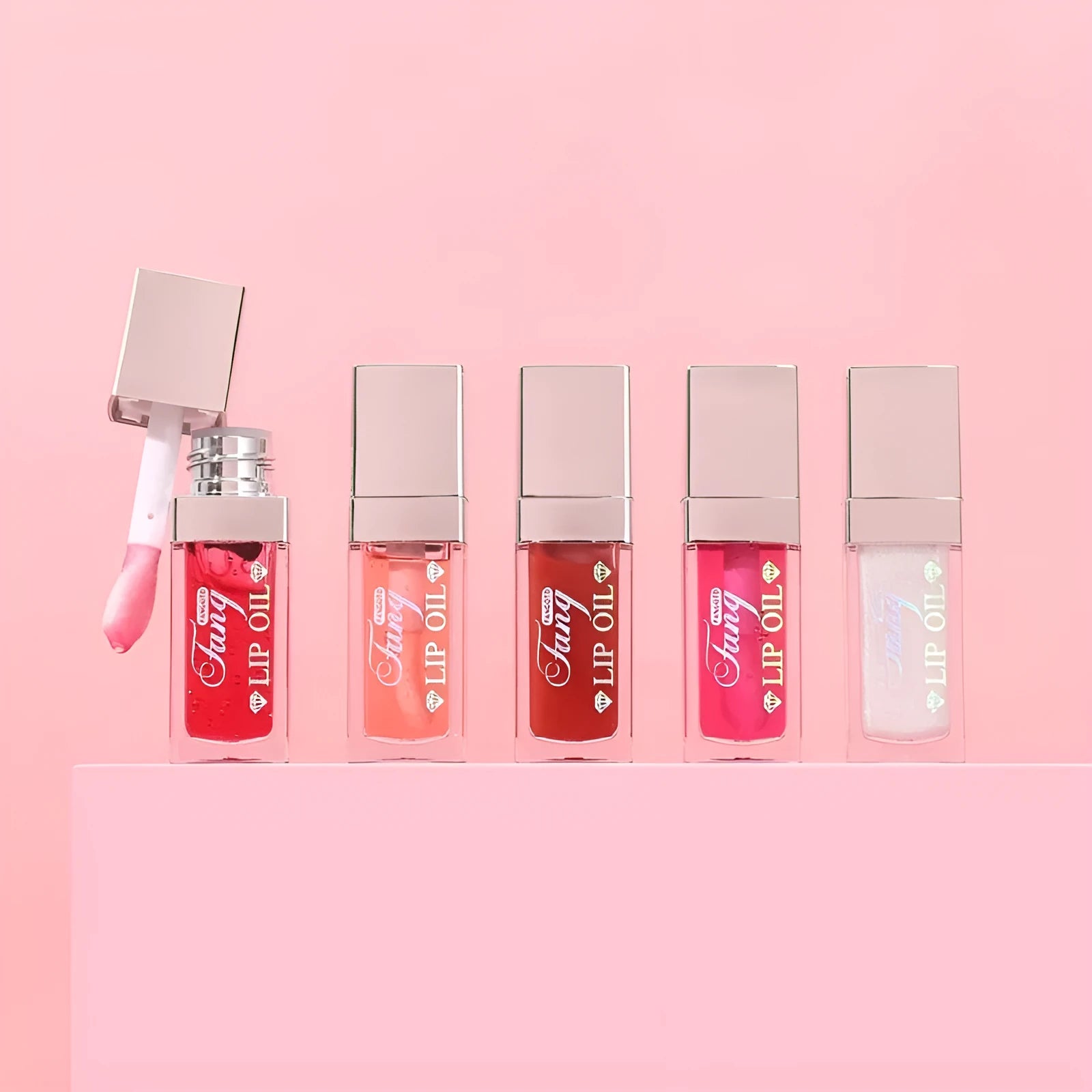 Five shades of bright lip gloss mint lipstick with moisturising and repairing properties