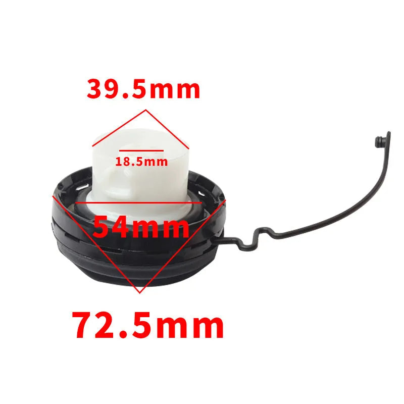 Black snap-type fuel tank cap replacement part for Toyota vehicles