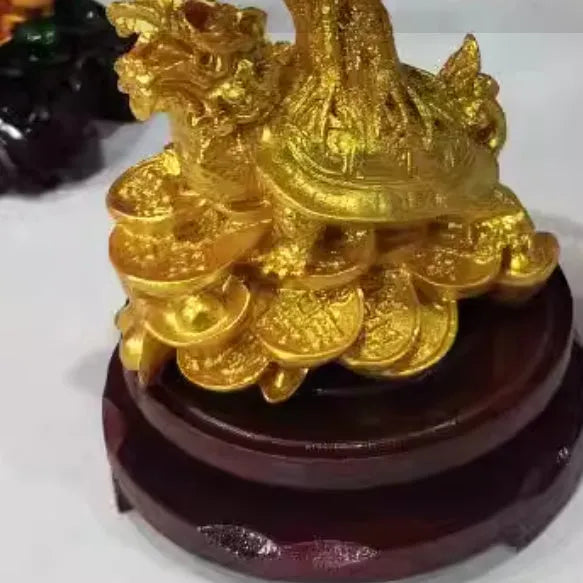 Citrine small water turtle money tree Feng Shui ornament with resin construction