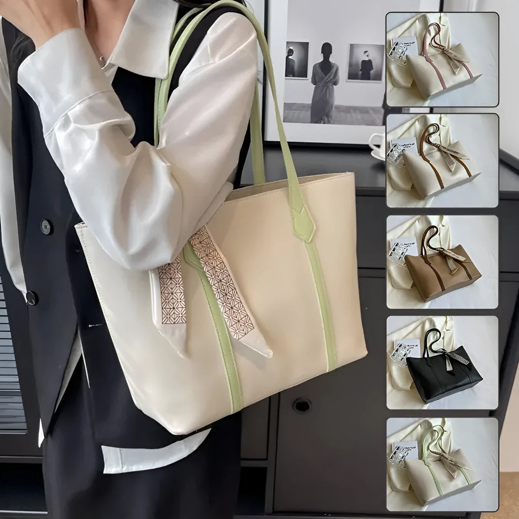 Women's large capacity casual tote shoulder bag in soft bucket design with crossbody strap