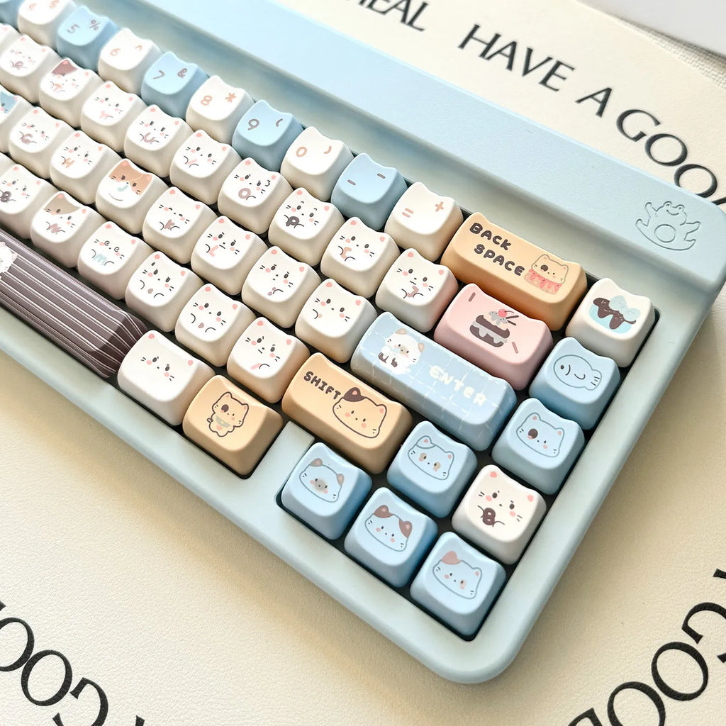 Sea Salt Cat character design PBT keycaps for mechanical keyboards with sublimation printing
