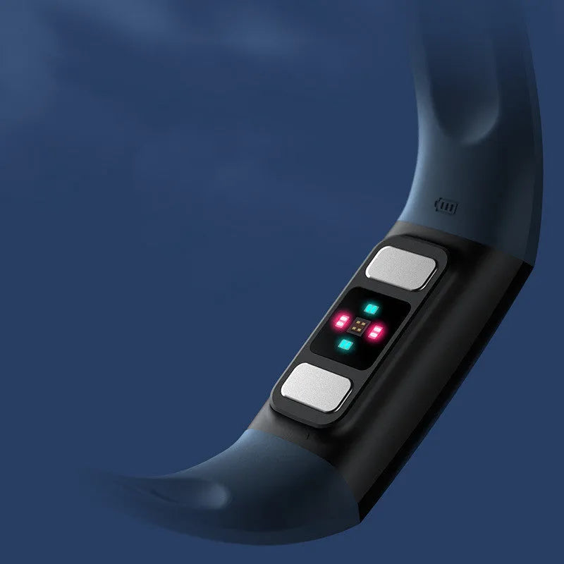 Y6 Black smart bracelet with 1.1-inch screen showing blood pressure, blood oxygen and heart rate monitoring display