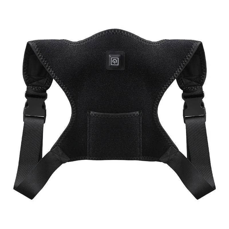 Electric physiotherapy heating shoulder pad with USB moxibustion hot compress for cold-proof shoulder support, black strap design