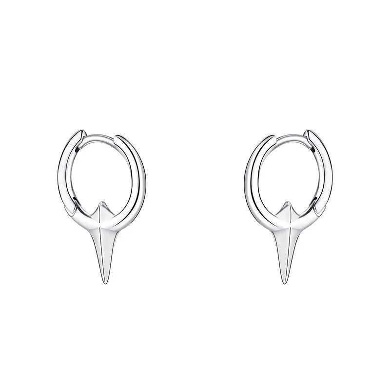 Women's platinum-coloured geometric star ear clips with a white gold plated finish.