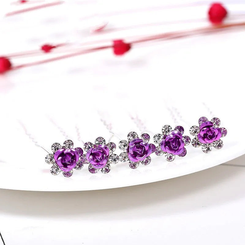 Alloy rhinestone rose diamond tuck comb hair accessory for women, ten colour options