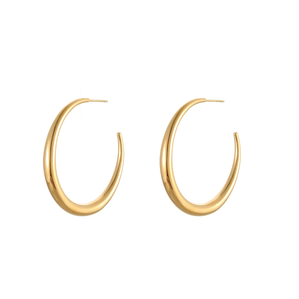 Geometric titanium steel hoop earrings in gold and steel finish options
