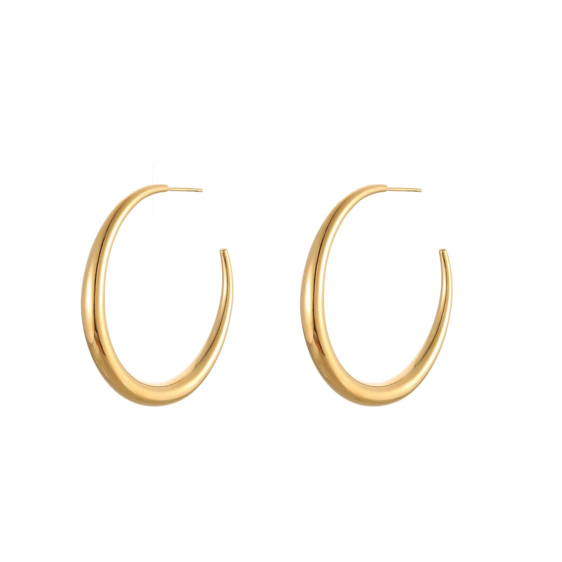 Geometric titanium steel hoop earrings in gold and steel finish options