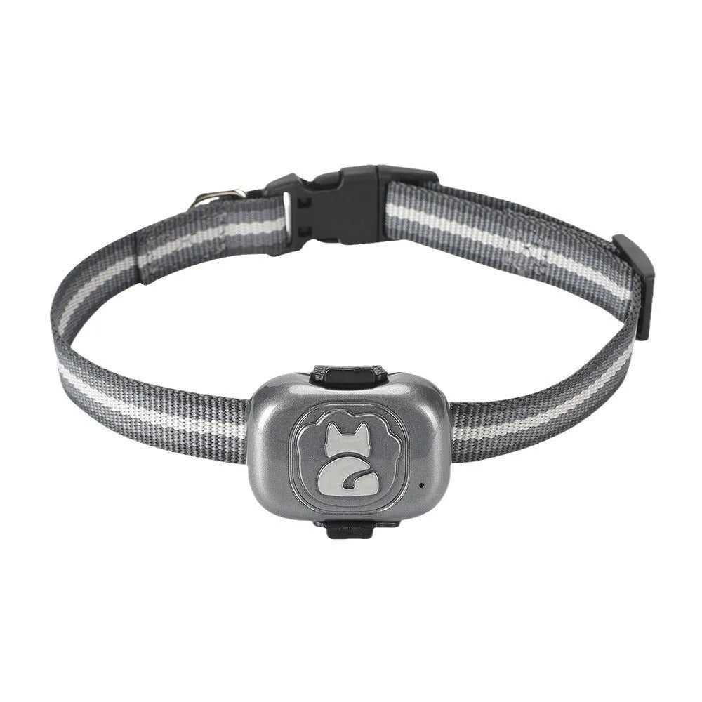 Black ABS plastic GPS pet tracker with hanging rope for collar attachment