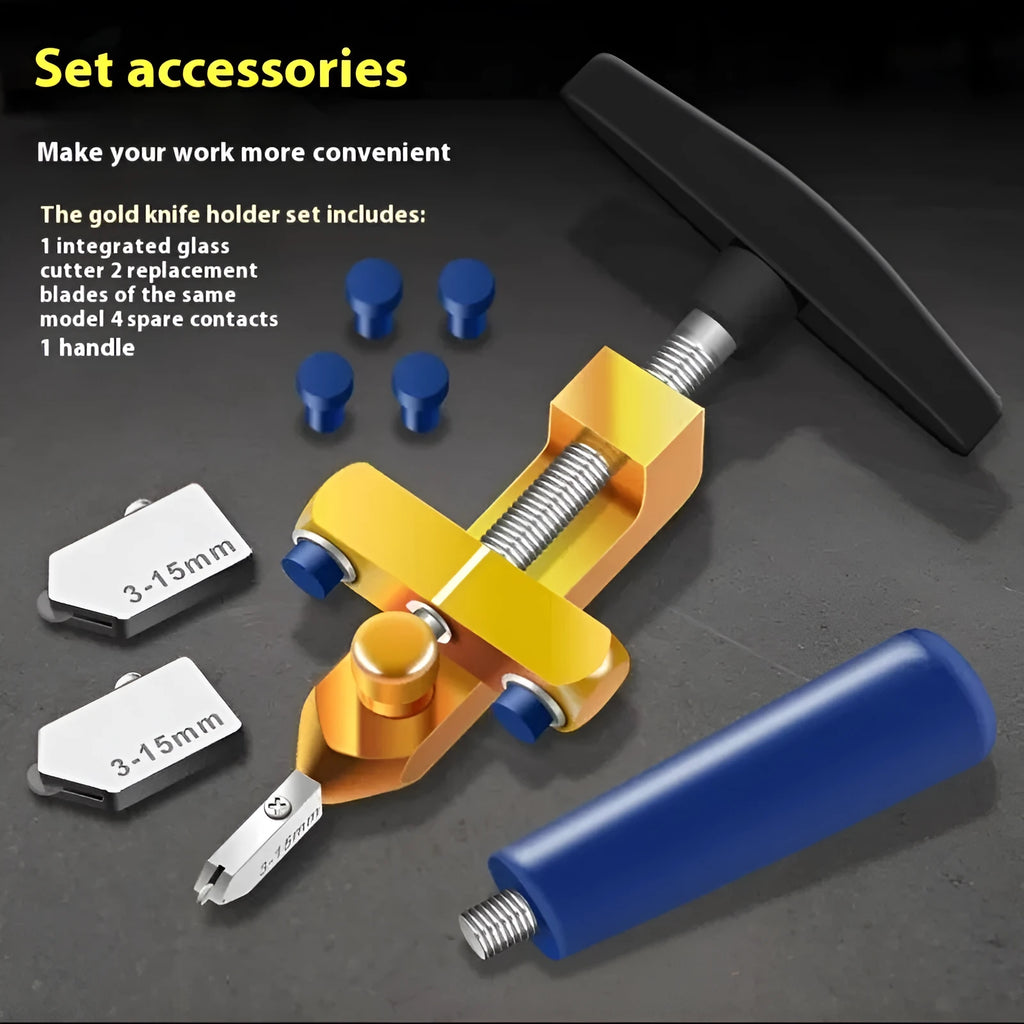 2-in-1 roller glass cutter gold knife luxury suit with hard alloy wheel for cutting glass and ceramic tiles